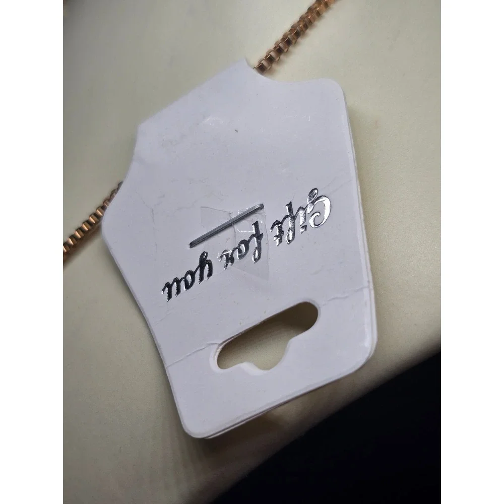 Rose Gold tone Mixed Chain Necklace Paperclip Box Link Abstract Face Pendant Tag